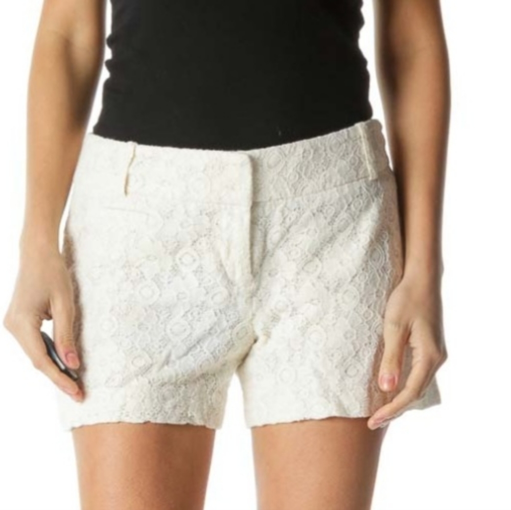 NWT Ann Taylor Loft White Lace Overlay 4" Shorts